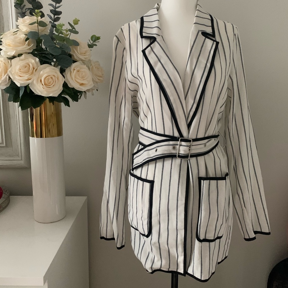 Sheer belted blazer